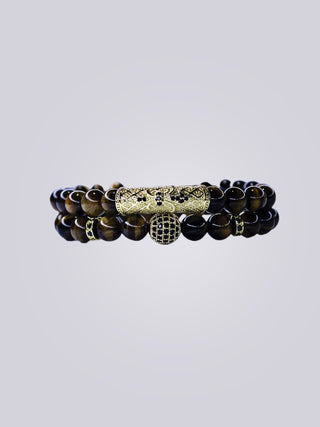 Royal Knight Brown Tiger Eye Bracelet Set - Nolaj Blu