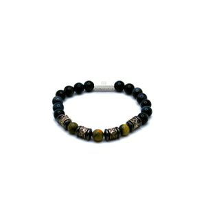 8MM Natural Grey Blue Tiger Eye Hawk Eye Bumblebee Jasper Gemstone Bracelet Healing Beaded Jewelry for Men, Women, Children, Teen - Nolaj Blu