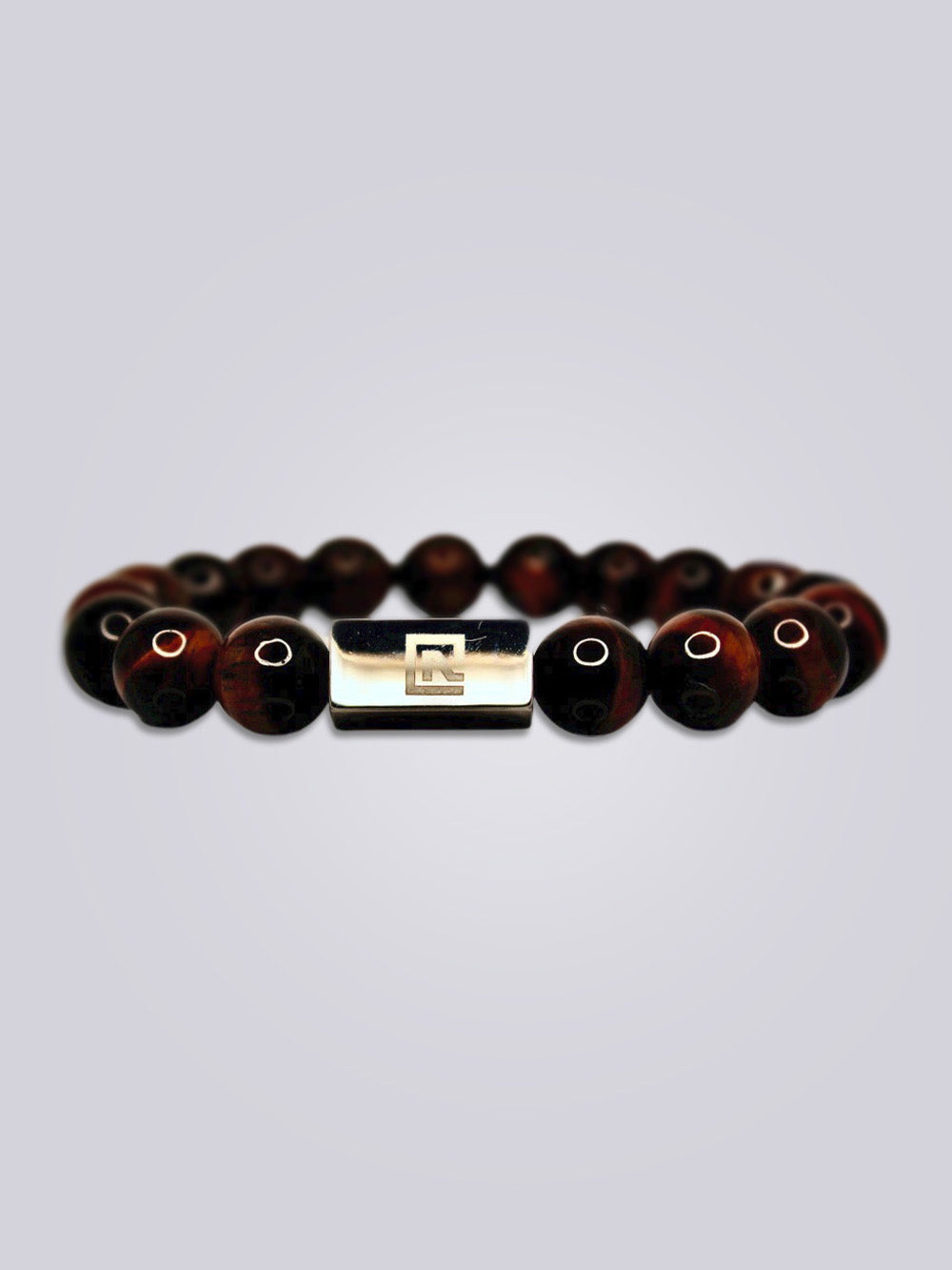 10MM Red Tiger Eye Bracelet - White Gold - Nolaj Blu