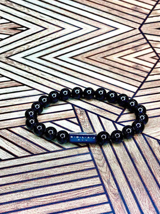 Black Agate Bead Bracelet - Black - Nolaj Blu