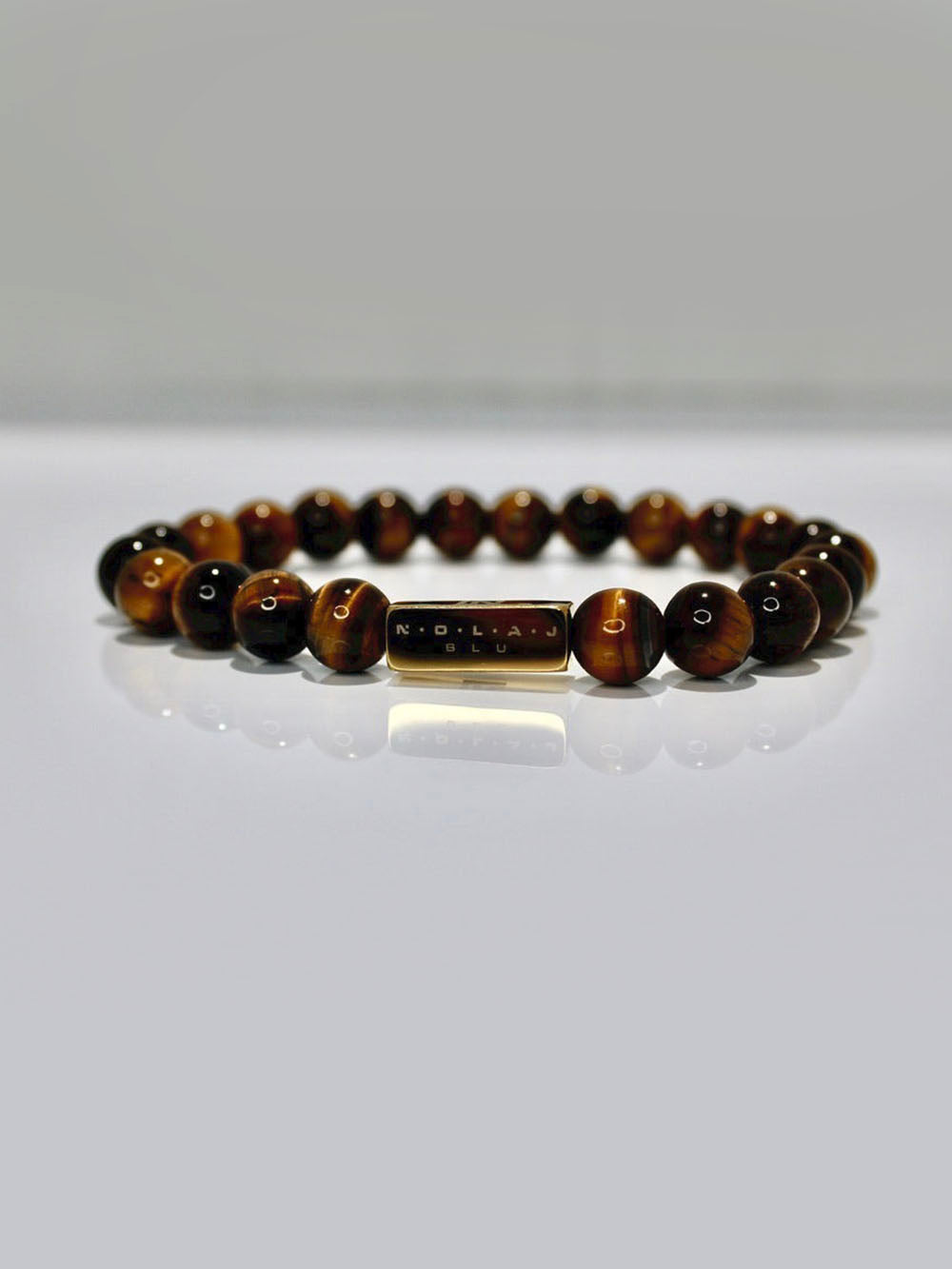 Brown Tiger Eye Bead Bracelet - Gold - Nolaj Blu