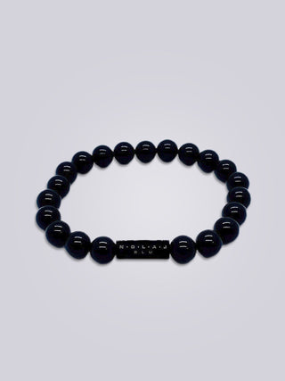 Black Agate Bead Bracelet - Black - Nolaj Blu