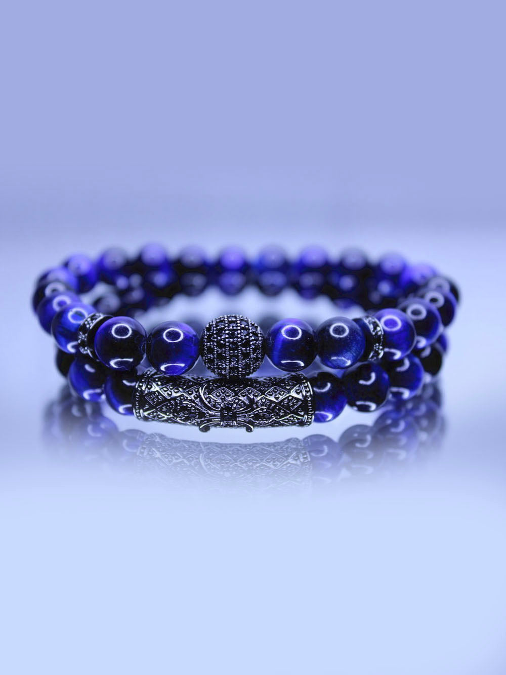 Royal Knight Blue Tiger Eye Bracelet Set