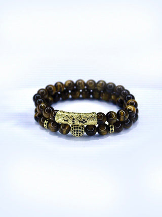 Royal Knight Brown Tiger Eye Bracelet Set - Nolaj Blu