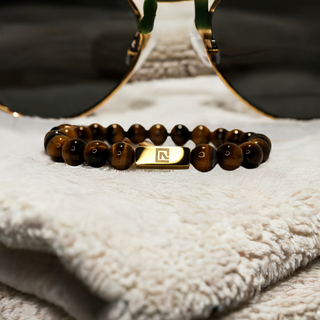 Red Tiger Eye Bracelet - Gold - Nolaj Blu