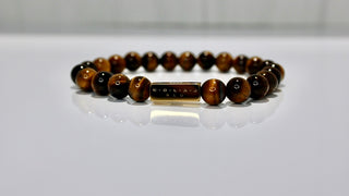 Brown Tiger Eye Bead Bracelet - Gold - Nolaj Blu