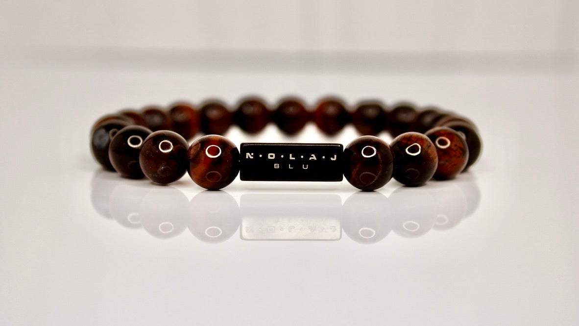 Red Tiger Eye Bracelet - Black - Nolaj Blu