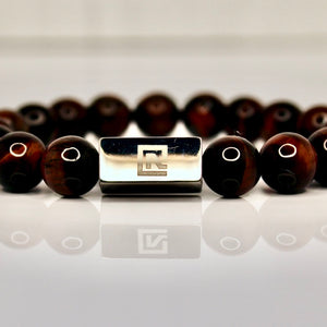 Red Tiger Eye Bracelet - White Gold