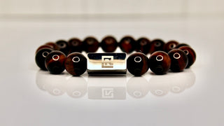 Red Tiger Eye Bracelet - White Gold