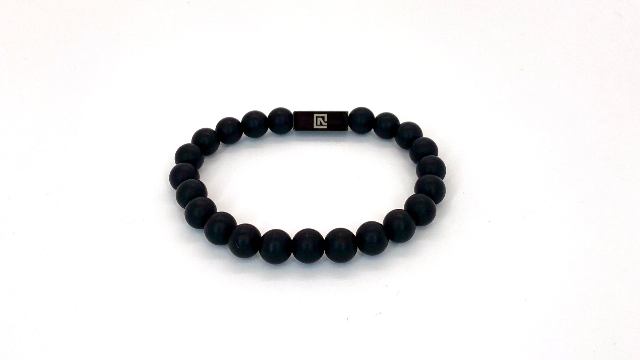 Black Matte Onyx Bead Bracelet - Black
