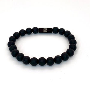 Black Matte Onyx Bead Bracelet - Black