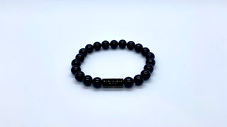 Black Agate Bead Bracelet - Black - Nolaj Blu